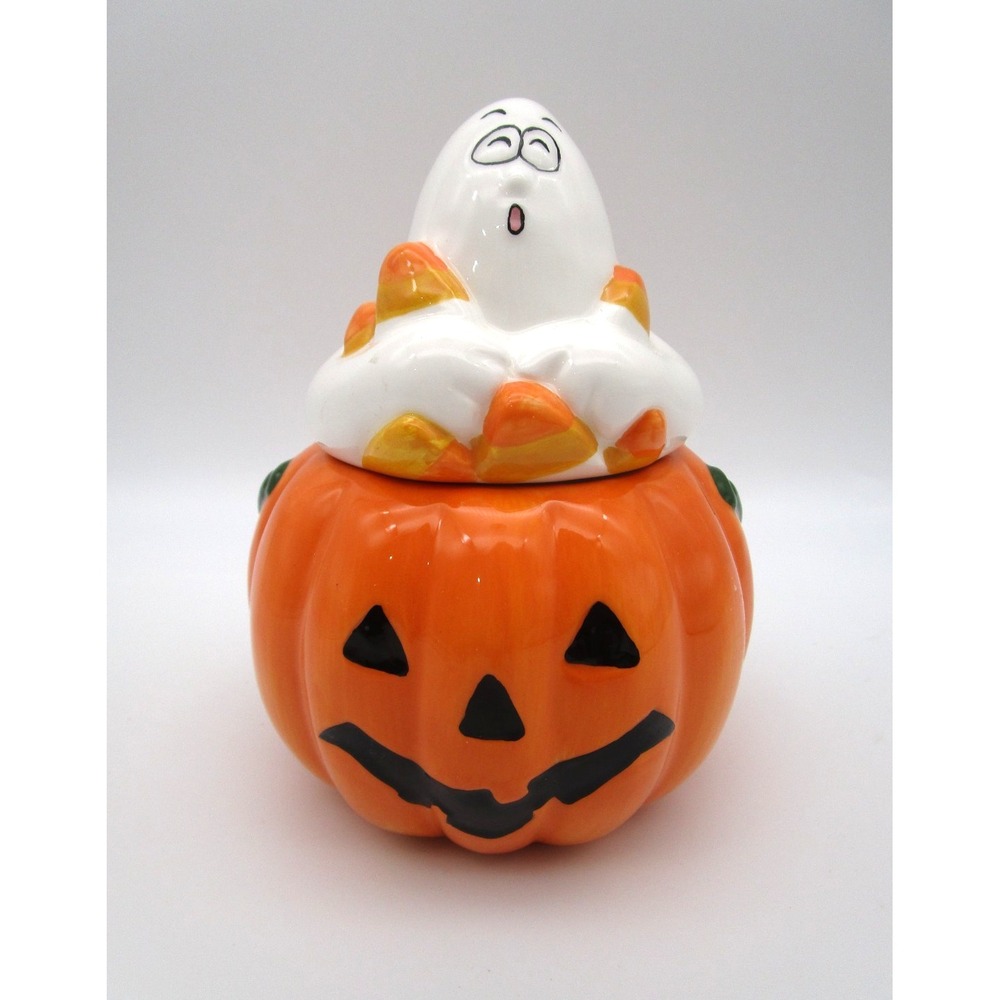Halloween Pumpkin Fall Candy Jar Ghost Jack O Lantern Sacramento Import Company